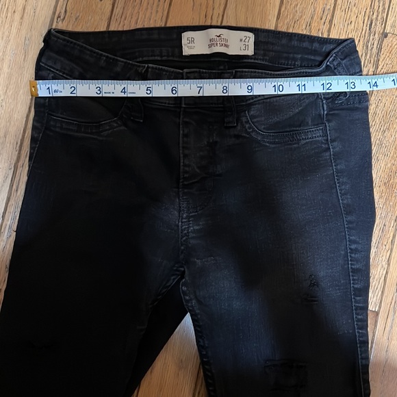 Hollister Destructed Super Skinny Black Stretch Jeans Jeggings 5R - Picture 11 of 13